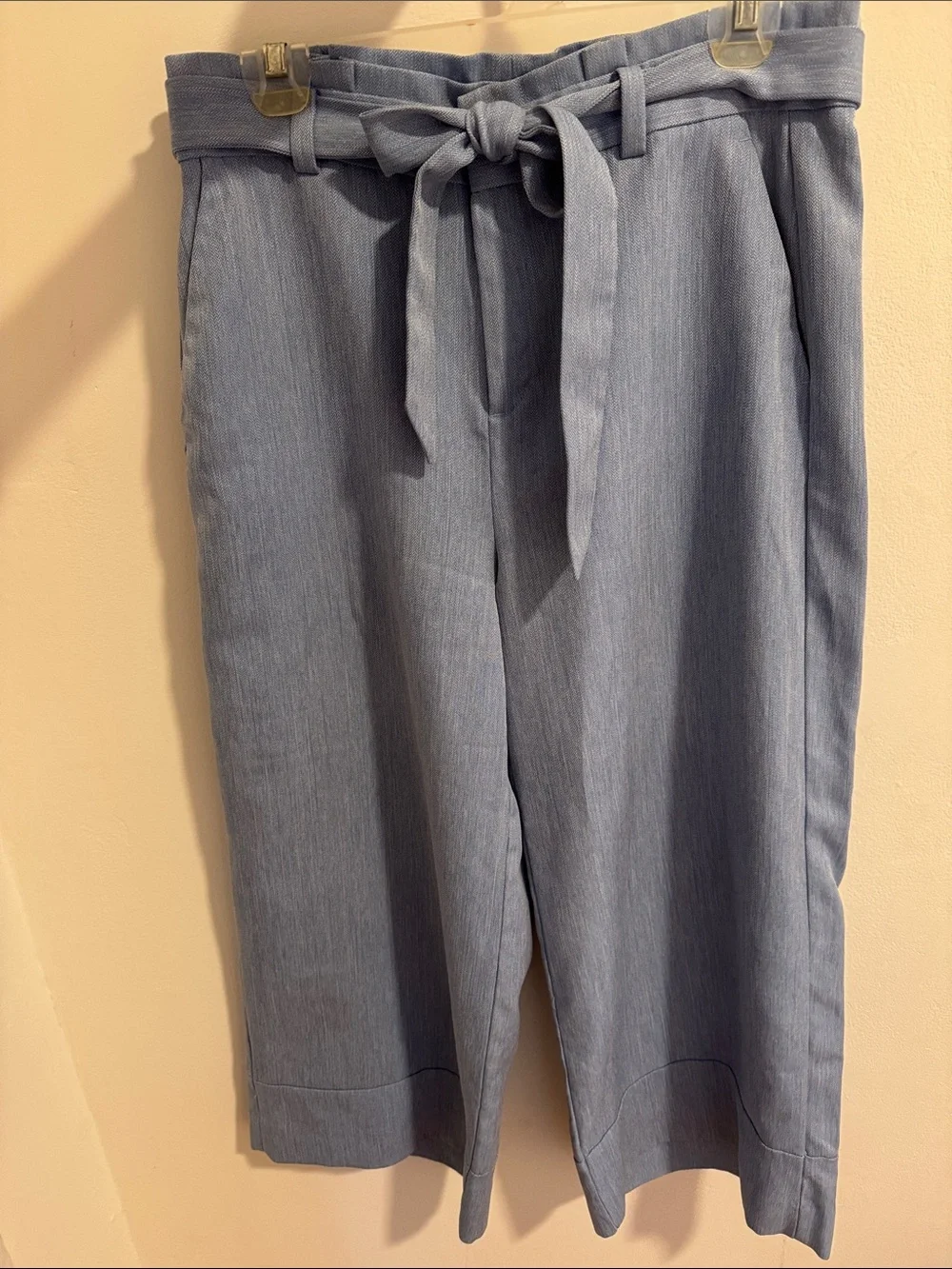 Banana Republic Light Blue Tie-Waist Cropped Wide-Leg Pants